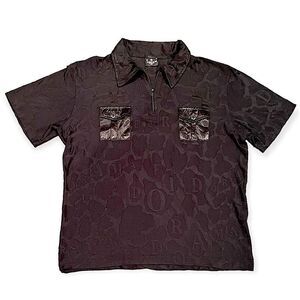Vintage Doramafi Sicilia’s Black Logo Black Short Sleeve 1/4 Zip Shirt Sz XXL